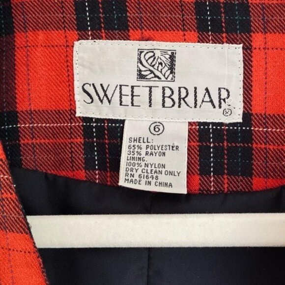 Vintage Sweetbriar Red & Black Plaid Button-Up Blazer Jacket Size 6 - Picture 6 of 9